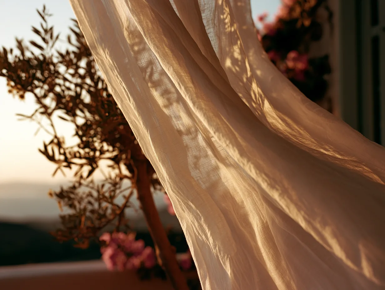 A sheer linen curtain billowing in warm Bodrum light — what we keep behind it.